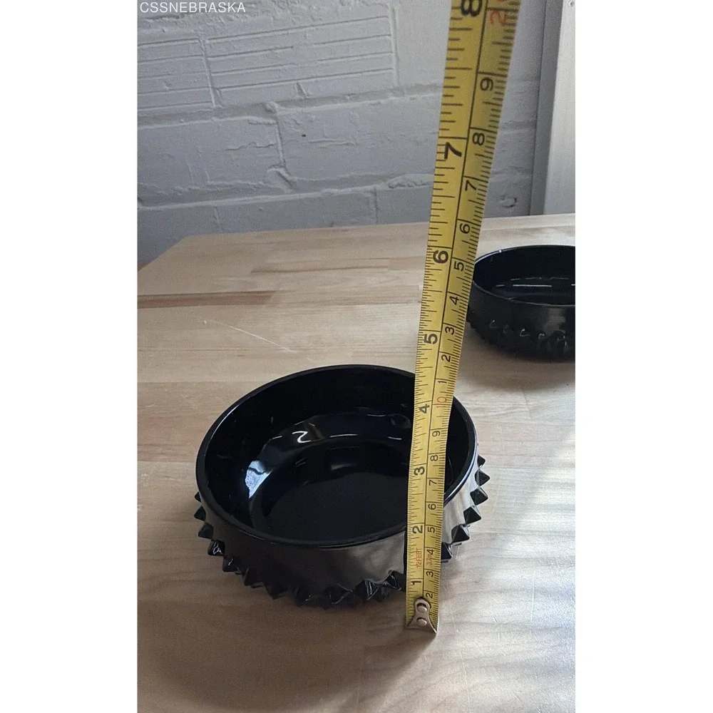 Set of 3 Vintage Black Amethyst Glass Hobnail Salt Cellars Open Dips Fenton Styl